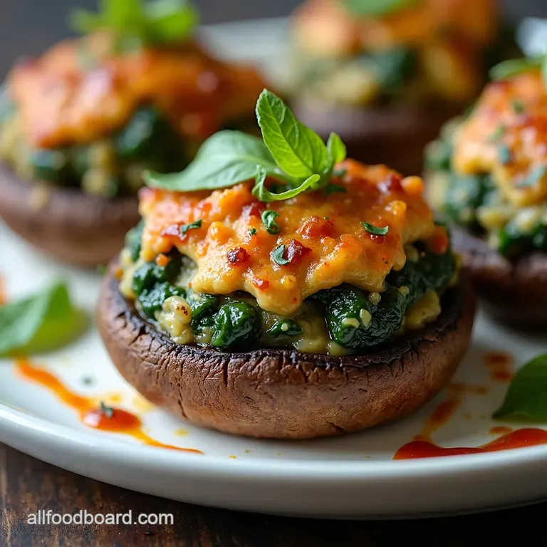 Spinach Artichoke Stuffed Portobello Mushrooms