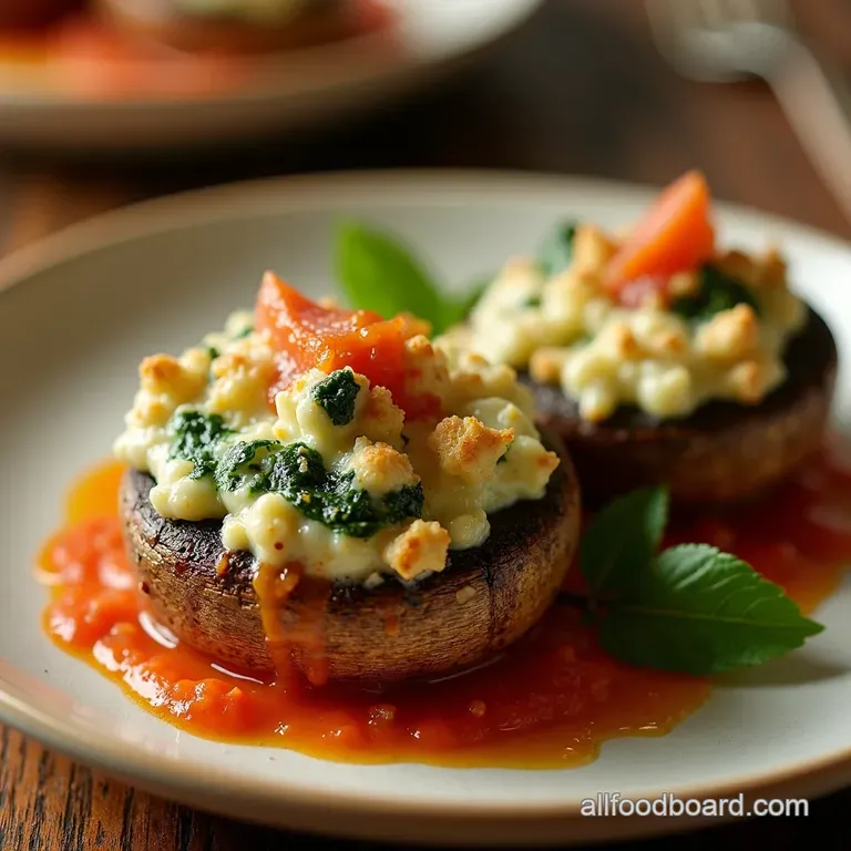 Spinach Ricotta Stuffed Mushroom Caps presentation
