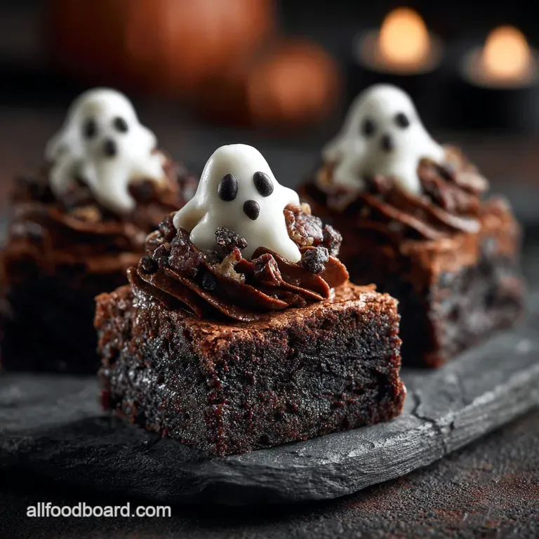 Halloween Treats: Fudgy Spiced Brownies with Ghost Glaze presentation