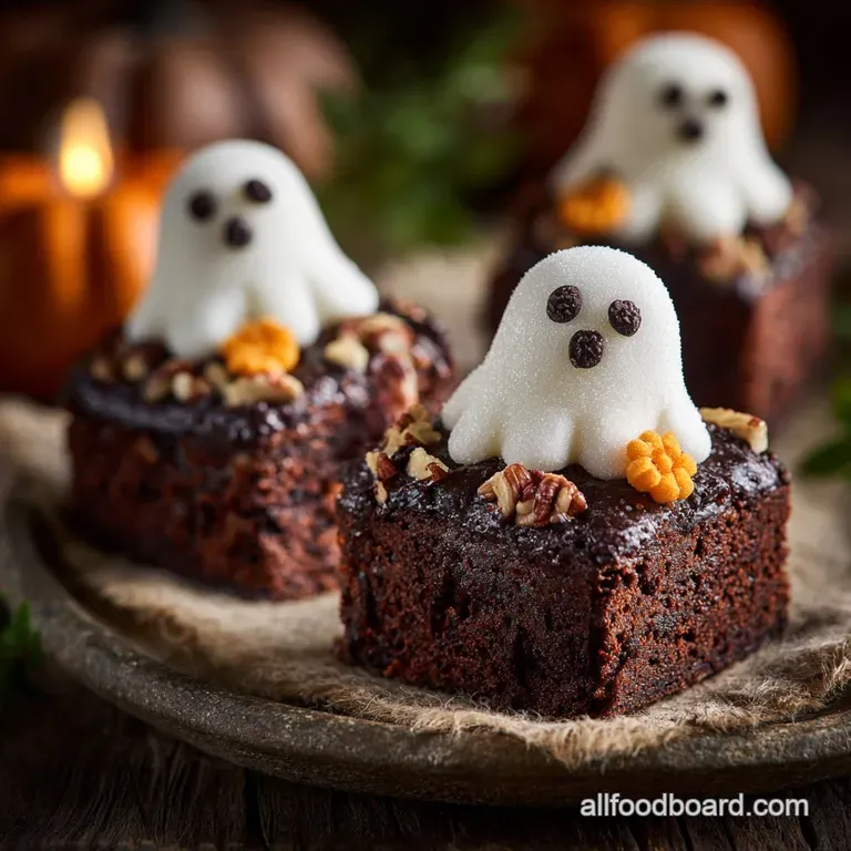 Halloween Treats: Fudgy Spiced Brownies with Ghost Glaze