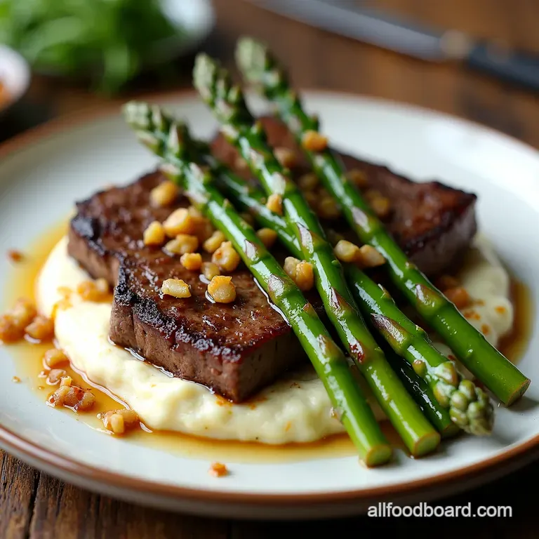 The Ultimate Trio Creamy Horseradish Mash Glazed Balsamic Shallots Asparagus Spears