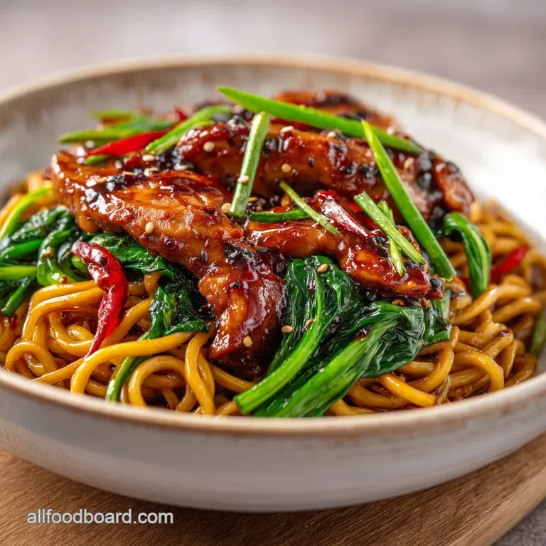 Sticky Garlic Chicken Noodles: Shatter Crisp Chicken