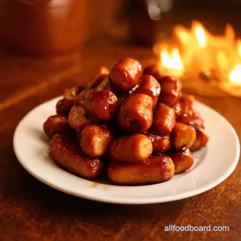 Sticky Smoky Cocktail Sausages Little Smokies presentation