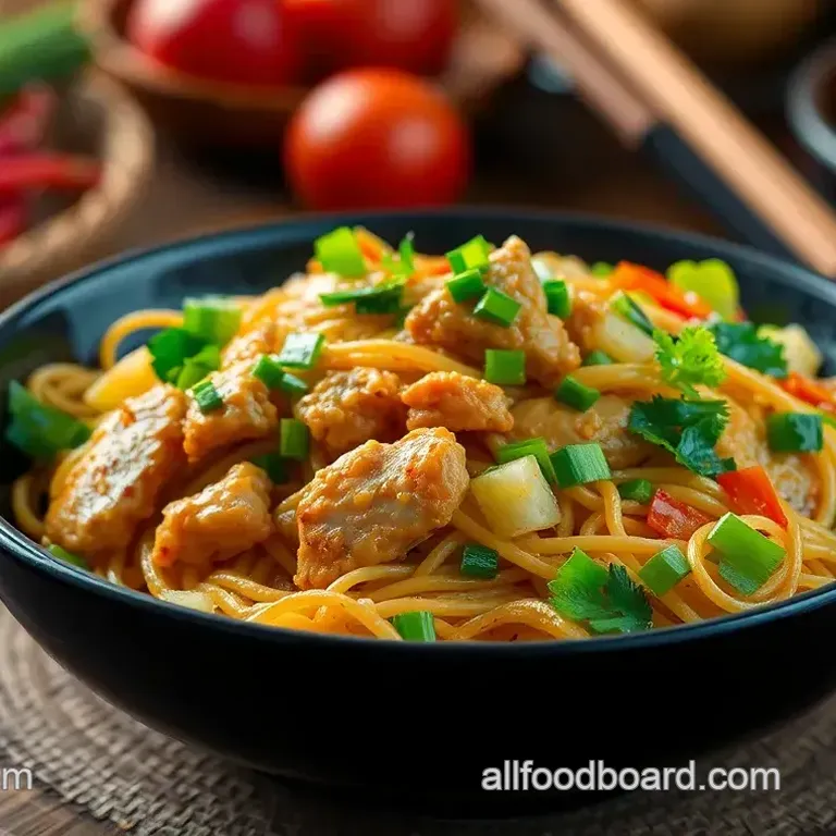 Vibrant Stir-Fried Chicken Pancit with Fresh Veggies