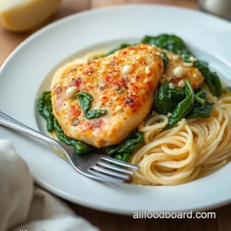Creamy Sautéed Chicken with Spinach and Cheese presentation