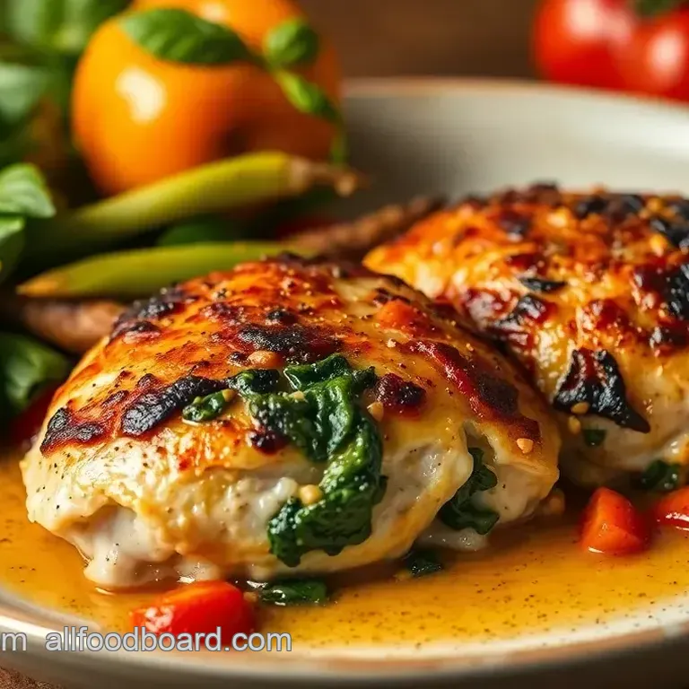 Sear Stuffed Chicken with Spinach & Peppers