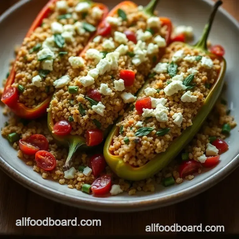 Stuffed Cubanelle Peppers with Herbed Quinoa and Feta presentation