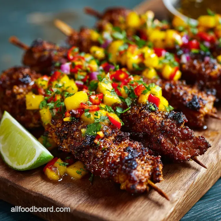 Summer Air Fryer Recipes: Crispy Calypso Jerk Chicken Skewers presentation