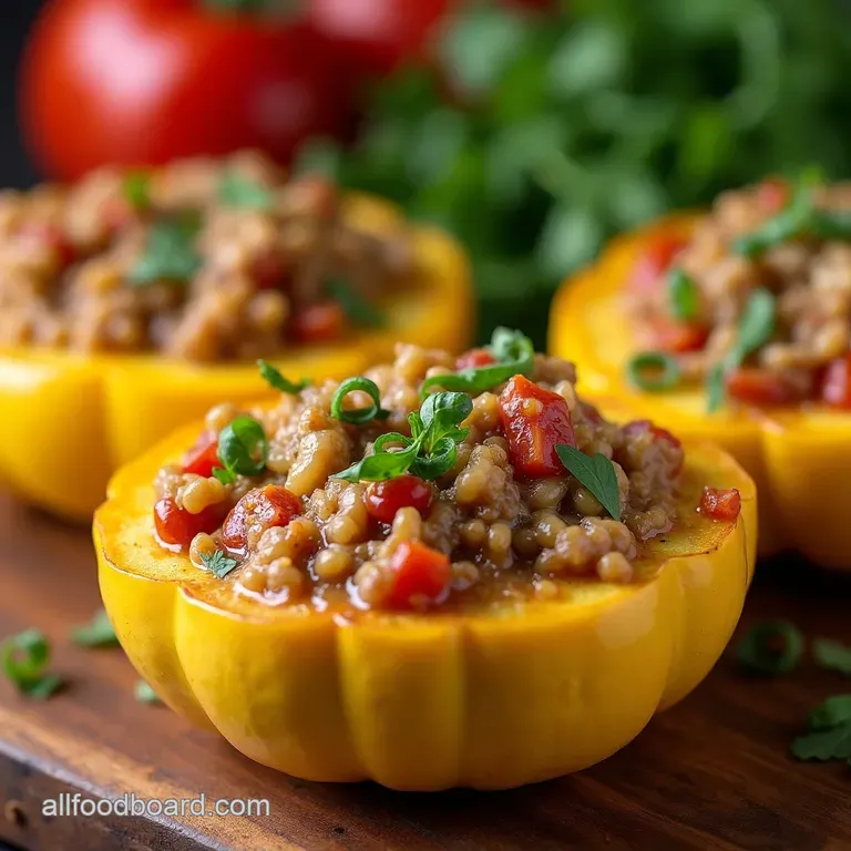 Summer Garden Stuffed Pattypan Squash with Herbed Quinoa presentation