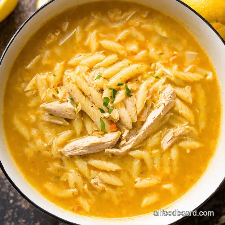 Sunshine Lemon Chicken Orzo Soup presentation
