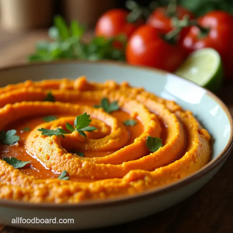 Sunshine Spread Roasted Red Pepper Zucchini Hummus presentation
