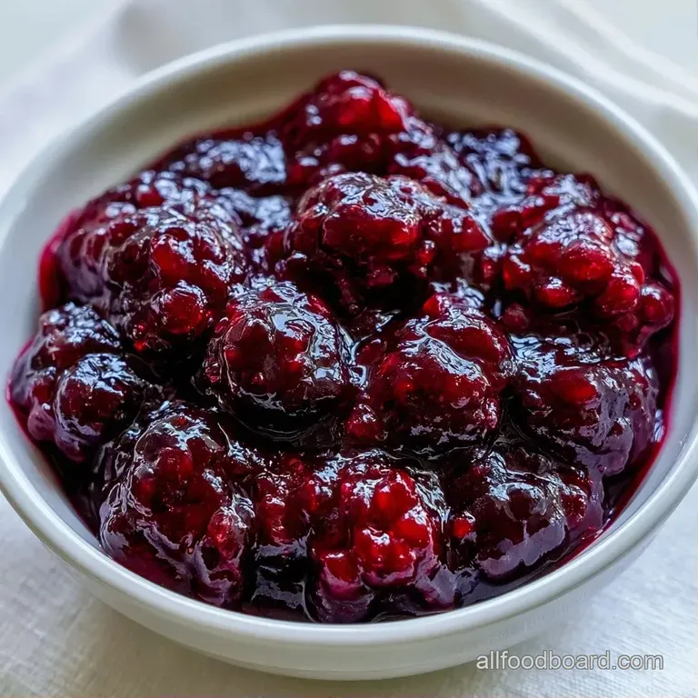 Thick, glossy purple preserve spread over warm toasted sourdough bread, garnished with fresh, plump blackberries.