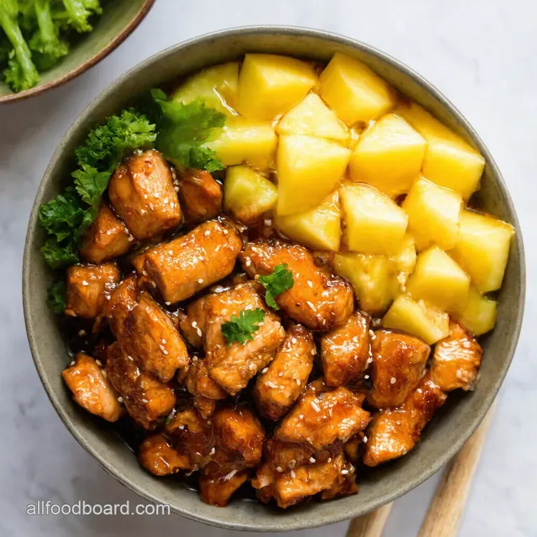 Sweet Savory Pineapple Teriyaki Chicken Bowls presentation