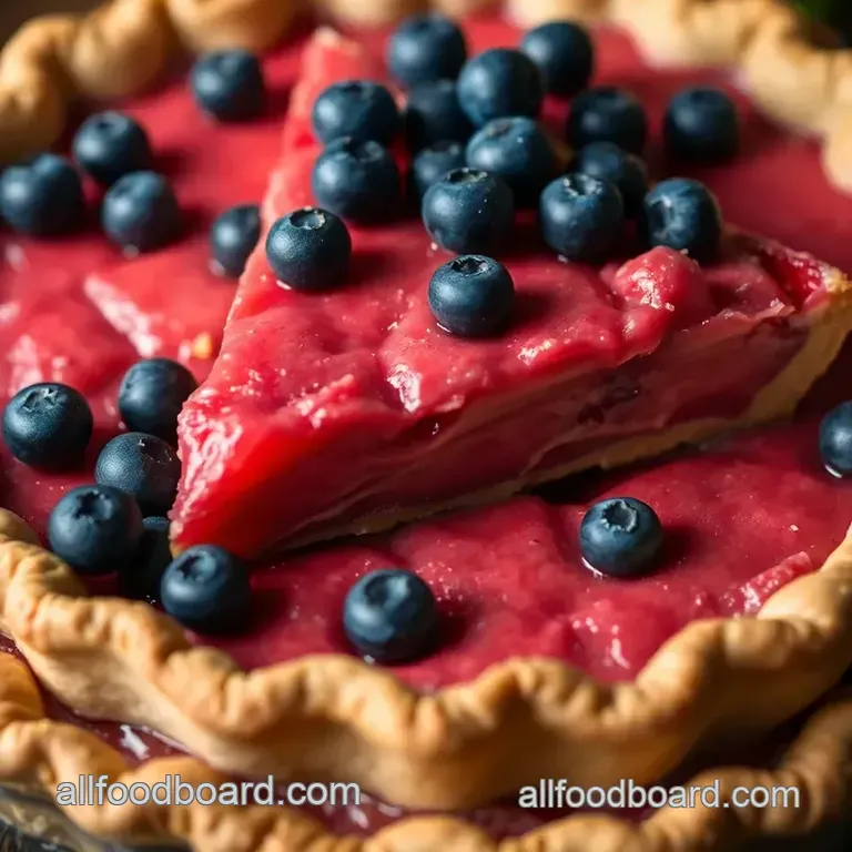 Sweet &amp Tart Rhubarb Blueberry Pie presentation