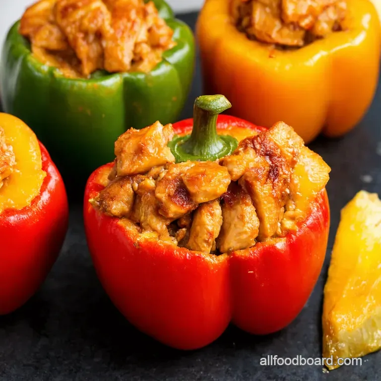 Teriyaki Pineapple Chicken Rice Stuffed Peppers presentation