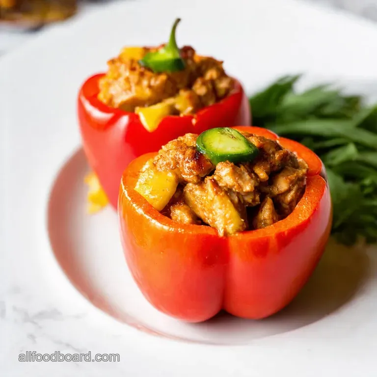 Teriyaki Pineapple Chicken Rice Stuffed Peppers