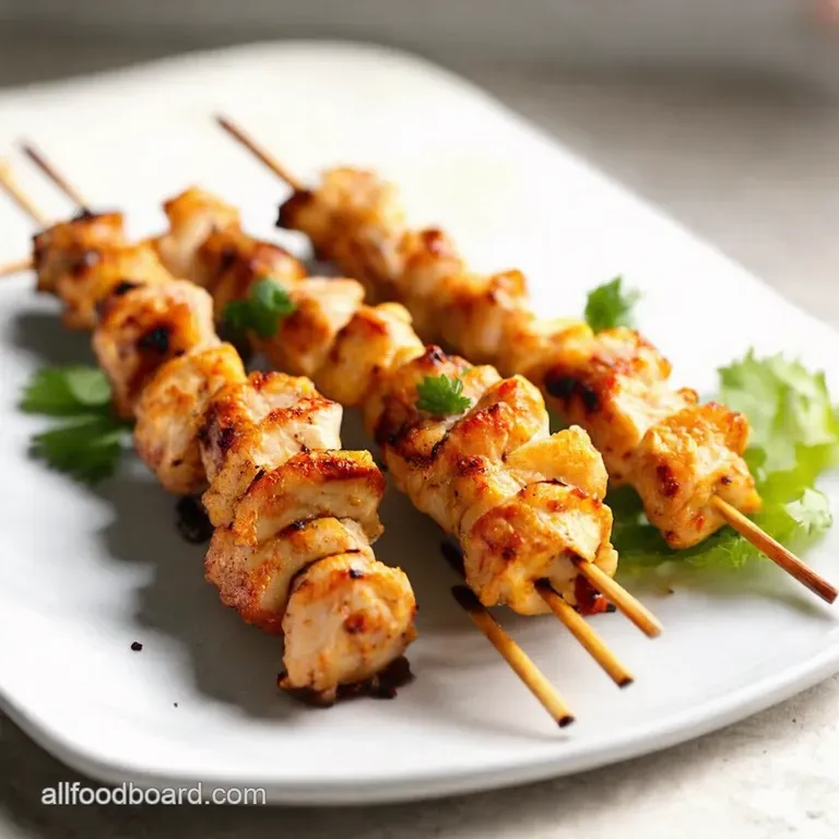 Thai Coconut Chicken Skewers with Fiery Peanut Dip