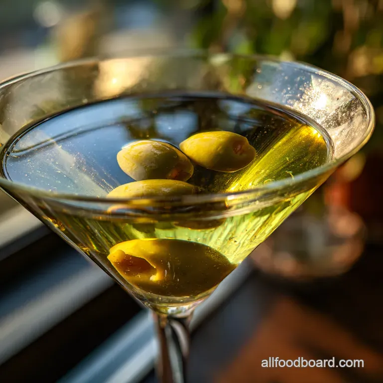 The Apex Dirty Martini with Caviar Olives presentation