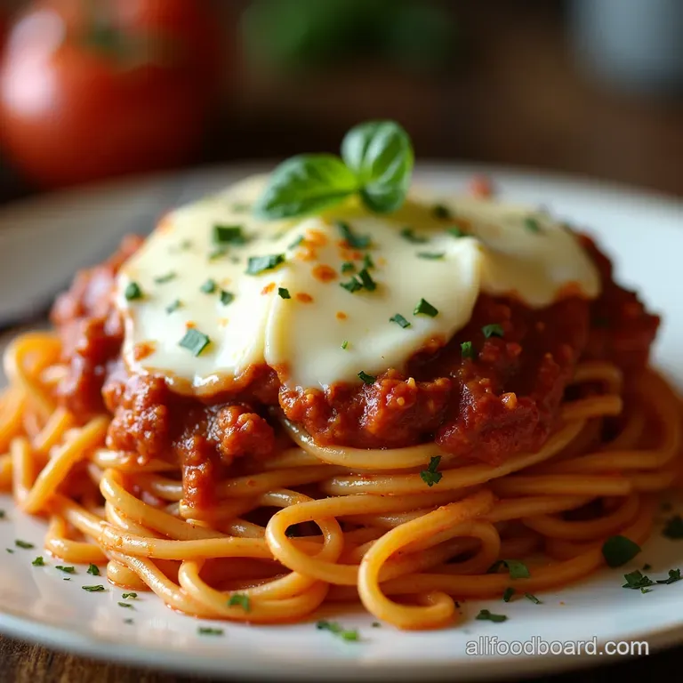The Millionaires Baked Spaghetti Casserole Rich Ragu and Molten Mozzarella presentation
