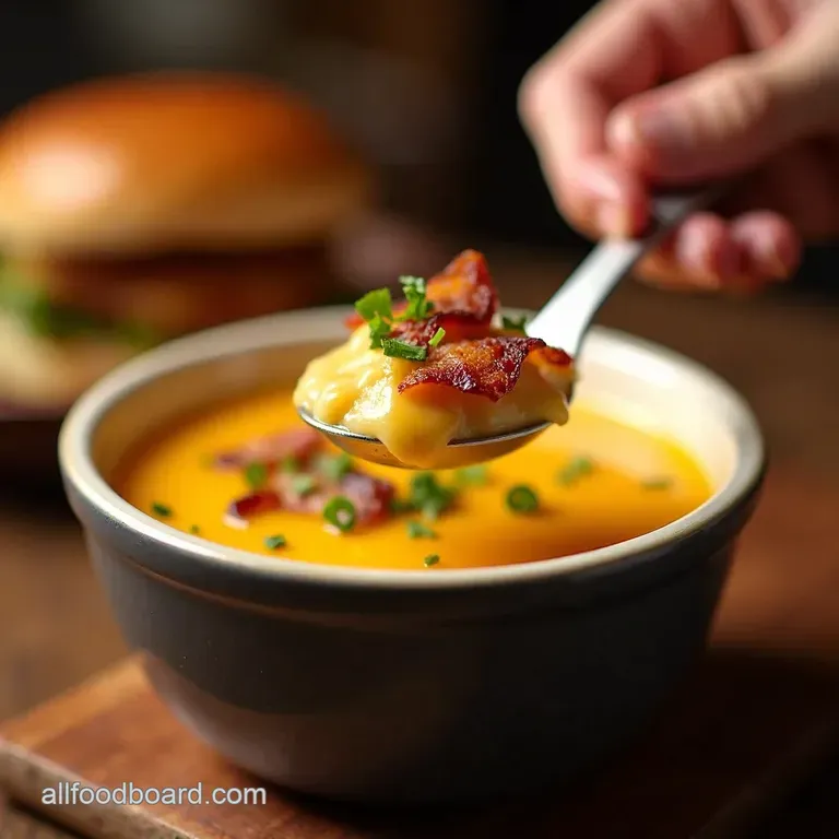 The Pub Classic Truly Loaded Cheddar Bacon Potato Soup presentation