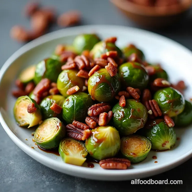 The Too Good To Be Just A Side MapleBacon Brussels Sprouts with Toasted Pecans Balsamic Glaze