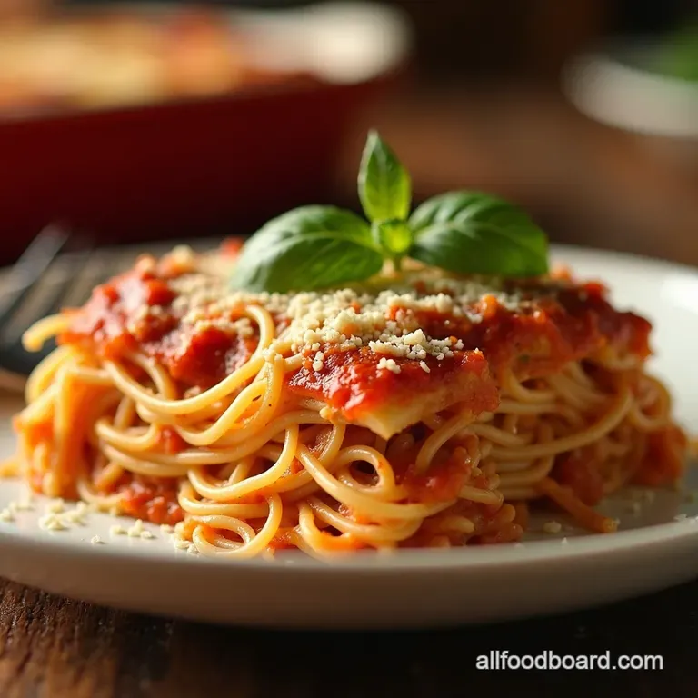 The Ultimate Layered Million Dollar Baked Spaghetti Casserole presentation