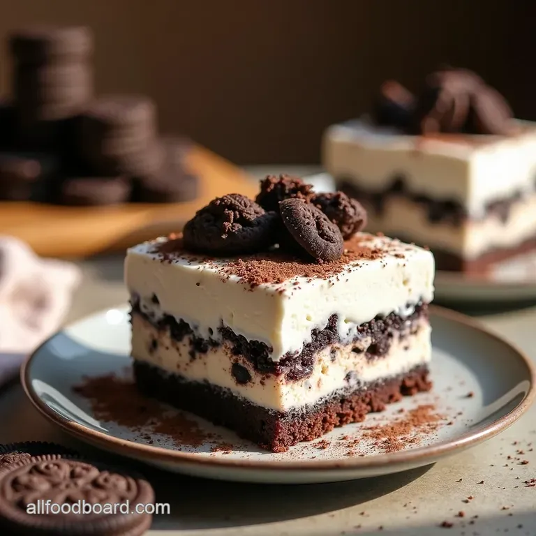 The Ultimate NoBake Cookies and Cream Ice Cream Cake presentation