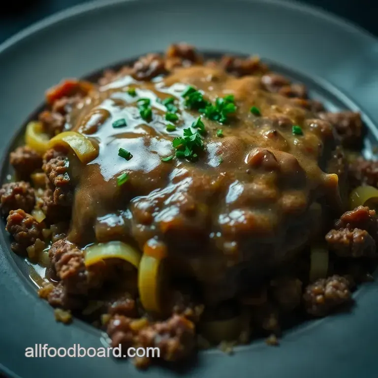 The Ultimate Salisbury Steak with Rich Mushroom Gravy presentation