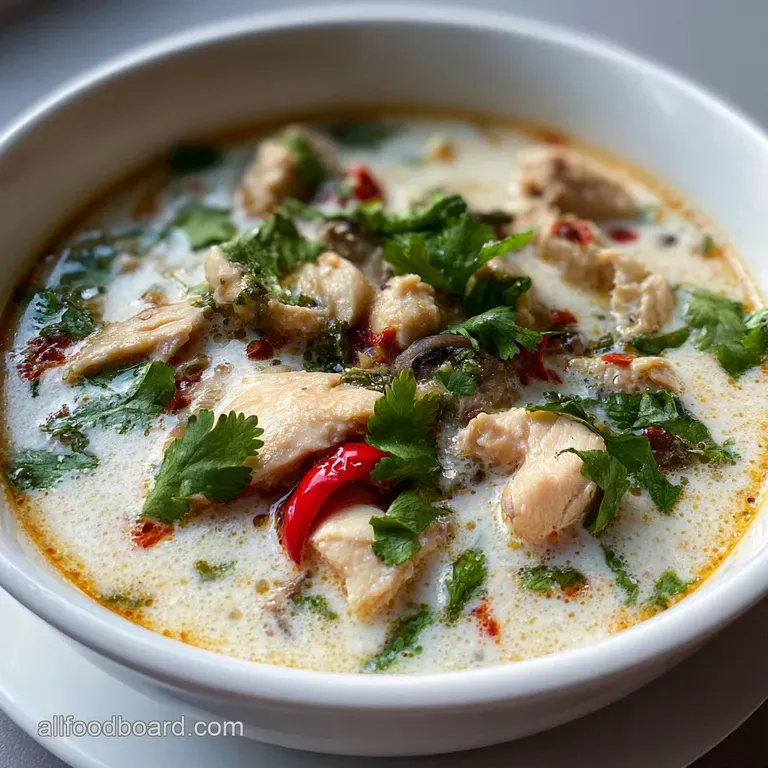 Thai Coconut Chicken Soup: Tom Kha Gai Recipe presentation