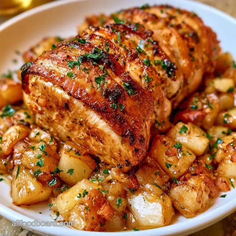 Bacon Wrapped Turkey Breast Pear Hash