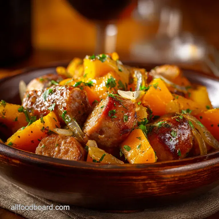 Fall Crockpot Dinner Recipes: the Hearty Tuscan Sausage Butternut Squash Supper presentation