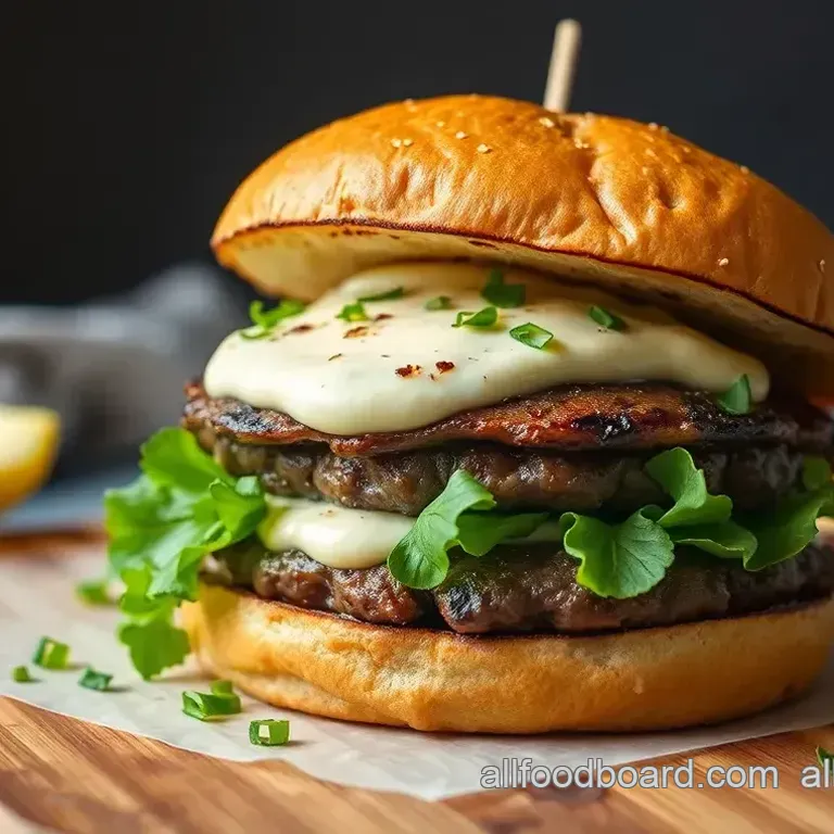 Ultimate Grilled Beef Burger with Roasted Garlic Aioli