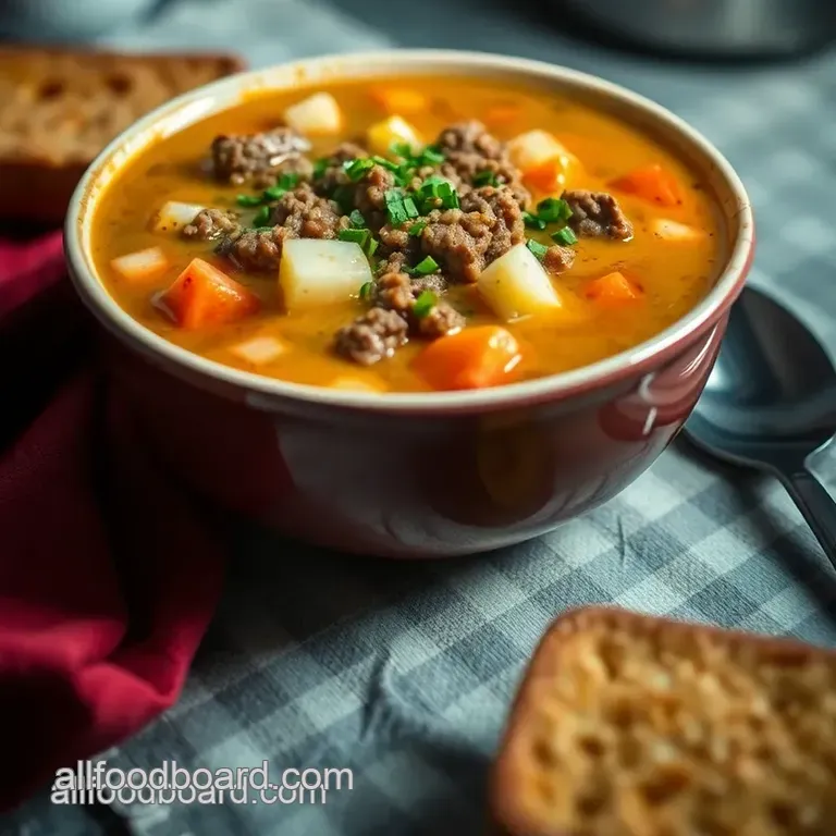 Ultimate Comfort Cheeseburger Soup presentation