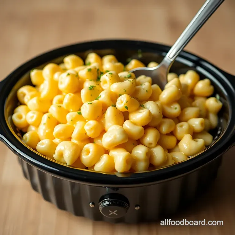 Ultimate Creamy Crock-Pot Mac & Cheese presentation