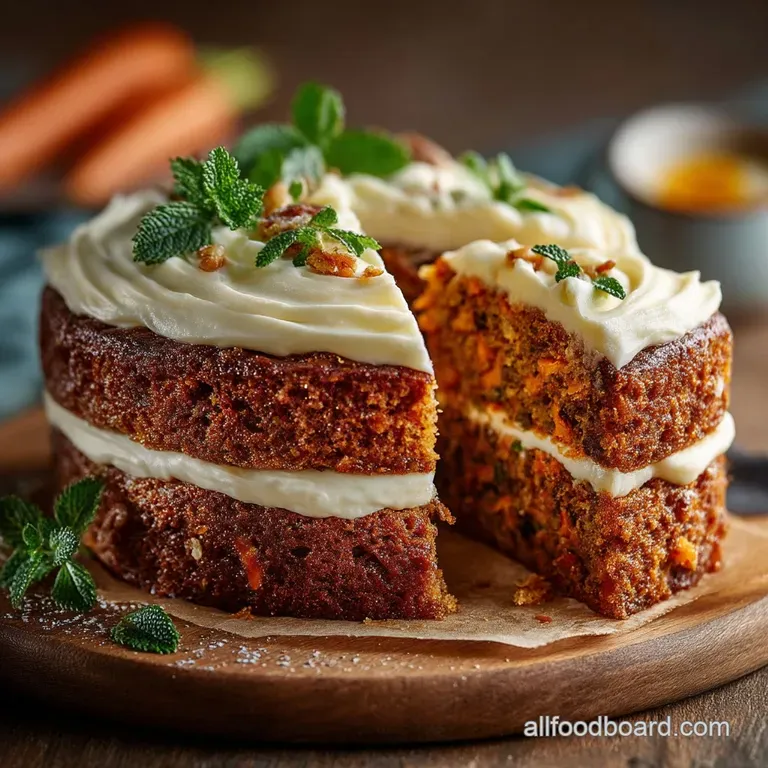 The Ultimate StickyMoist Carrot Cake with CloudNine Cream Cheese Frosting presentation