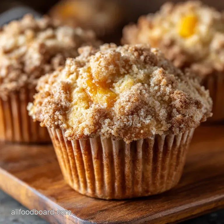 Vanilla Peach Muffins with Buttermilk and Spiced Streusel Topping presentation