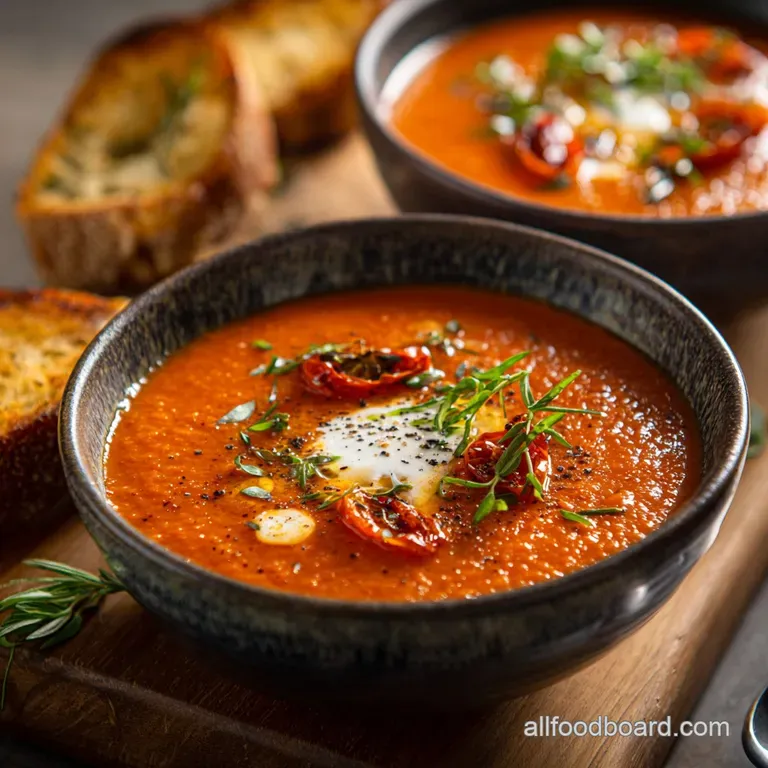 The Sunday Roast Tomato Soup Rich Velvety presentation