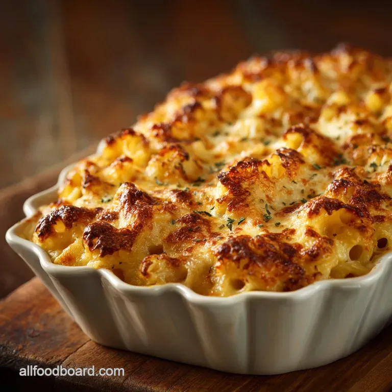 Vintage Comfort Food Recipes: Slow-Baked Cheddar Macaroni Bake presentation