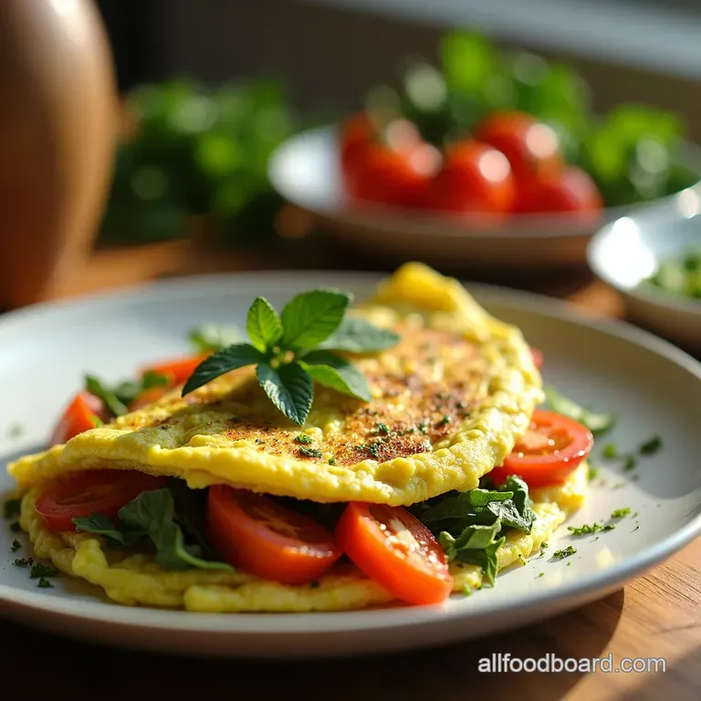 Wakey Wakey Pesto Power Omelet with Garden Goodness presentation