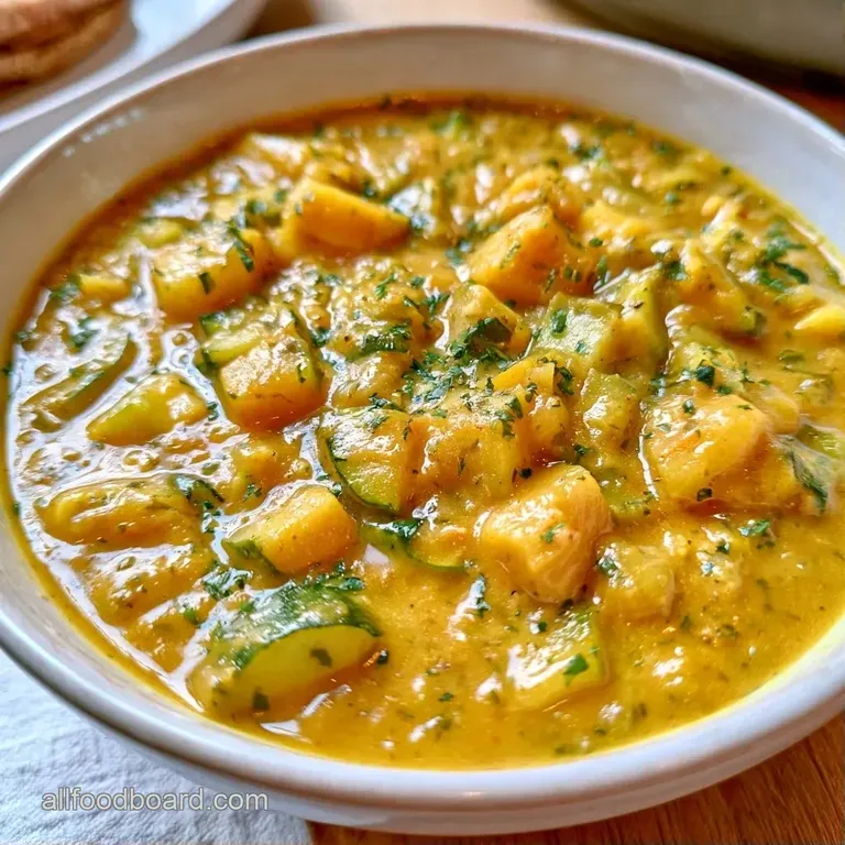 Golden-yellow puree in a white bowl with a precise spiral of cream, toasted pumpkin seeds, and a sprig of parsley.