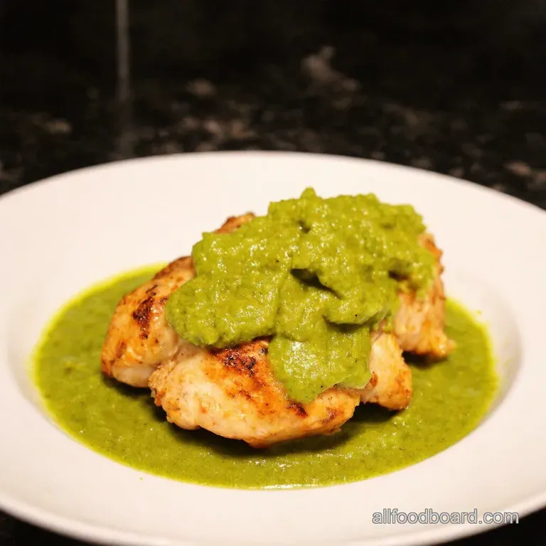 Zesty Chicken with Vibrant Green Sauce presentation