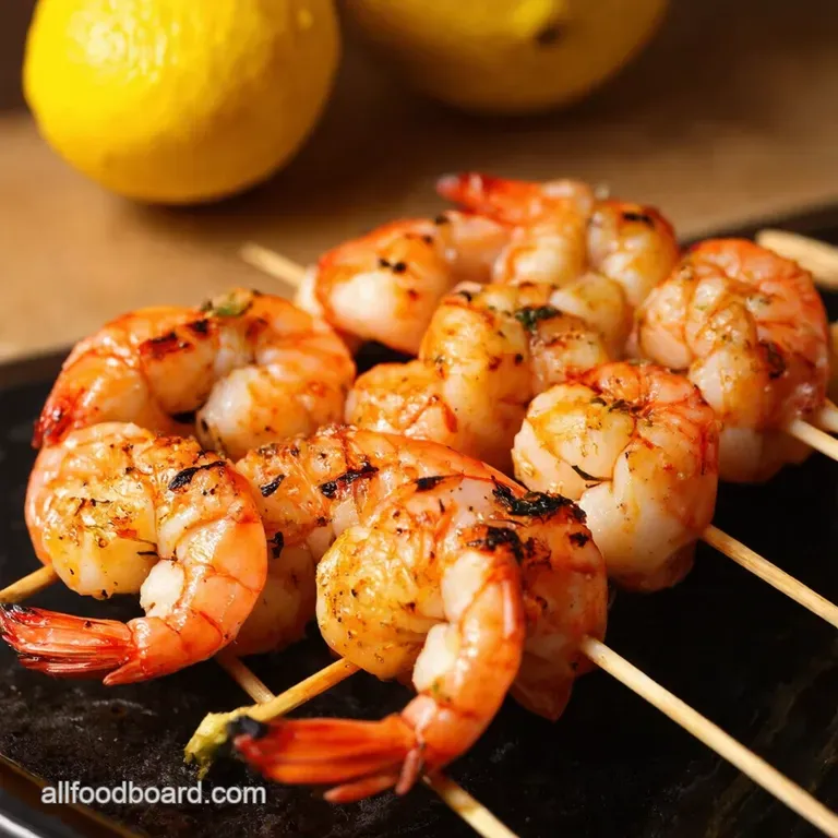 Zesty Lemon Herb Grilled Shrimp Skewers presentation