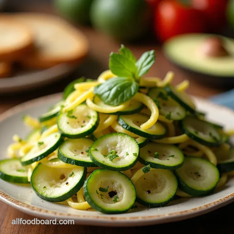 Zesty LemonHerb Zucchini Ribbon Salad presentation