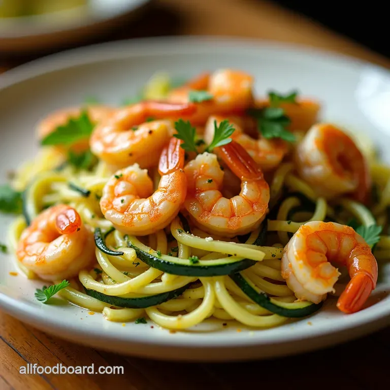 Zesty Zucchini Noodle Shrimp Scampi presentation