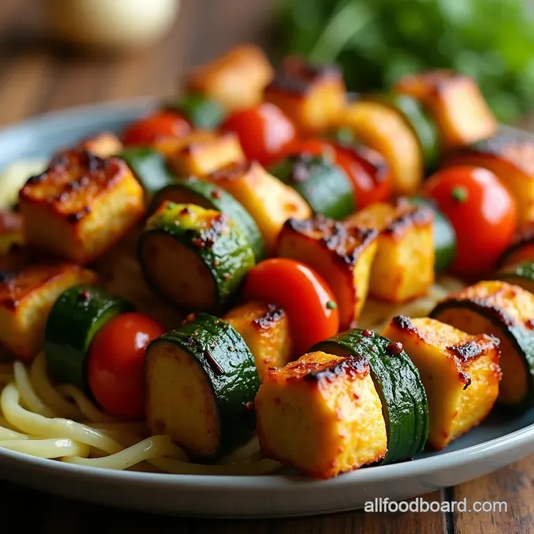 Zesty Zucchini Skewers with a SrirachaKissed Glaze presentation