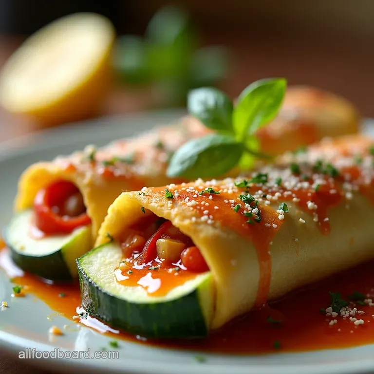 Zucchini Roll Ups with LemonRicotta and Toasted Pine Nuts presentation